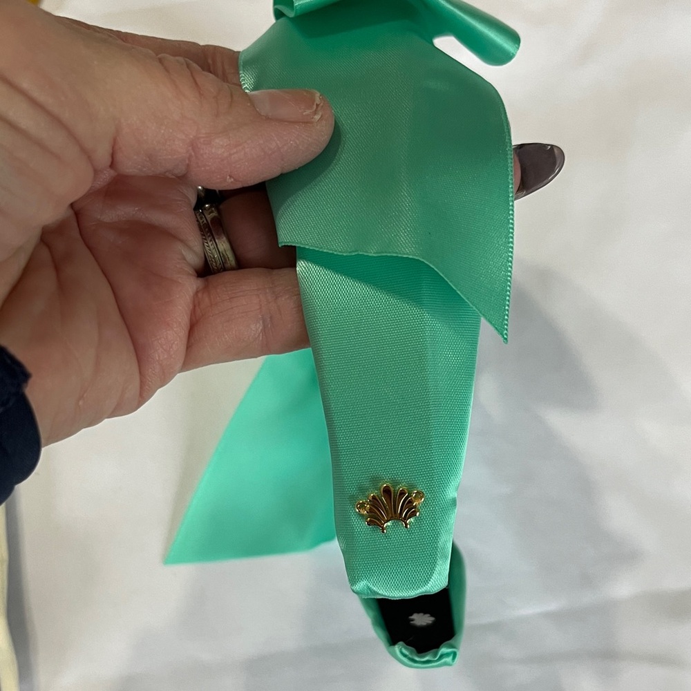 Lele Sadoughi Silk Shirley Ribbon Headband in Electric Mint NWT - Picture 9 of 10